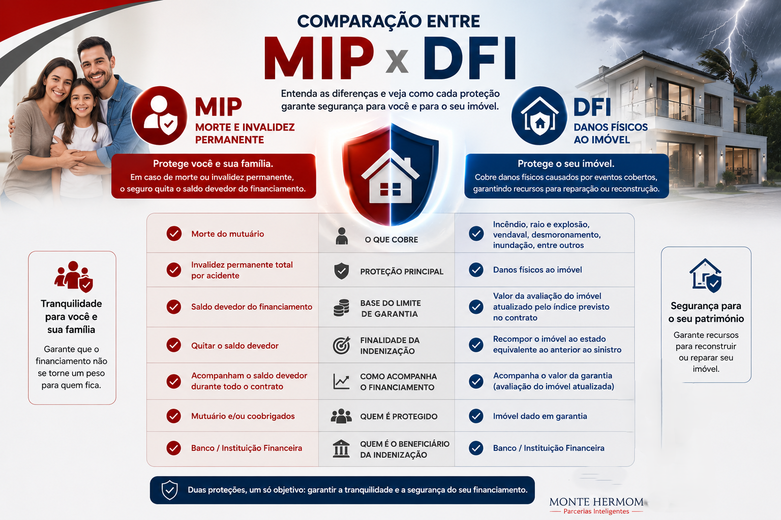 Comparação entre proteção MIP e DFI no financiamento imobiliário